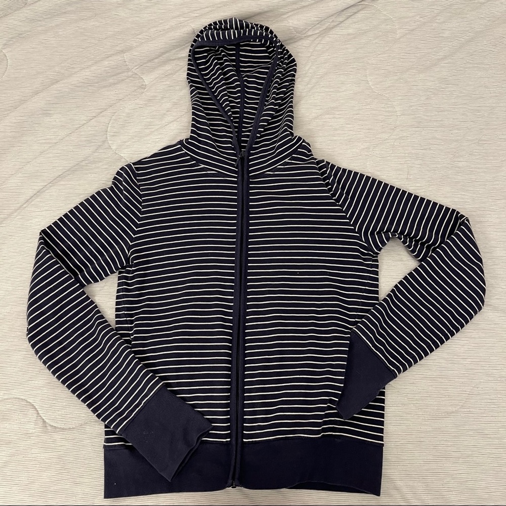 🐶Uniqlo Ladies Navy Striped Hoodie Small